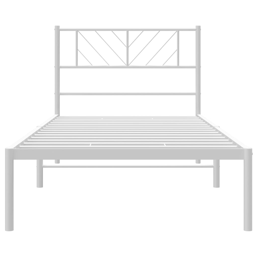 Sengeramme i metall med hodegavl hvit 80x200 cm
