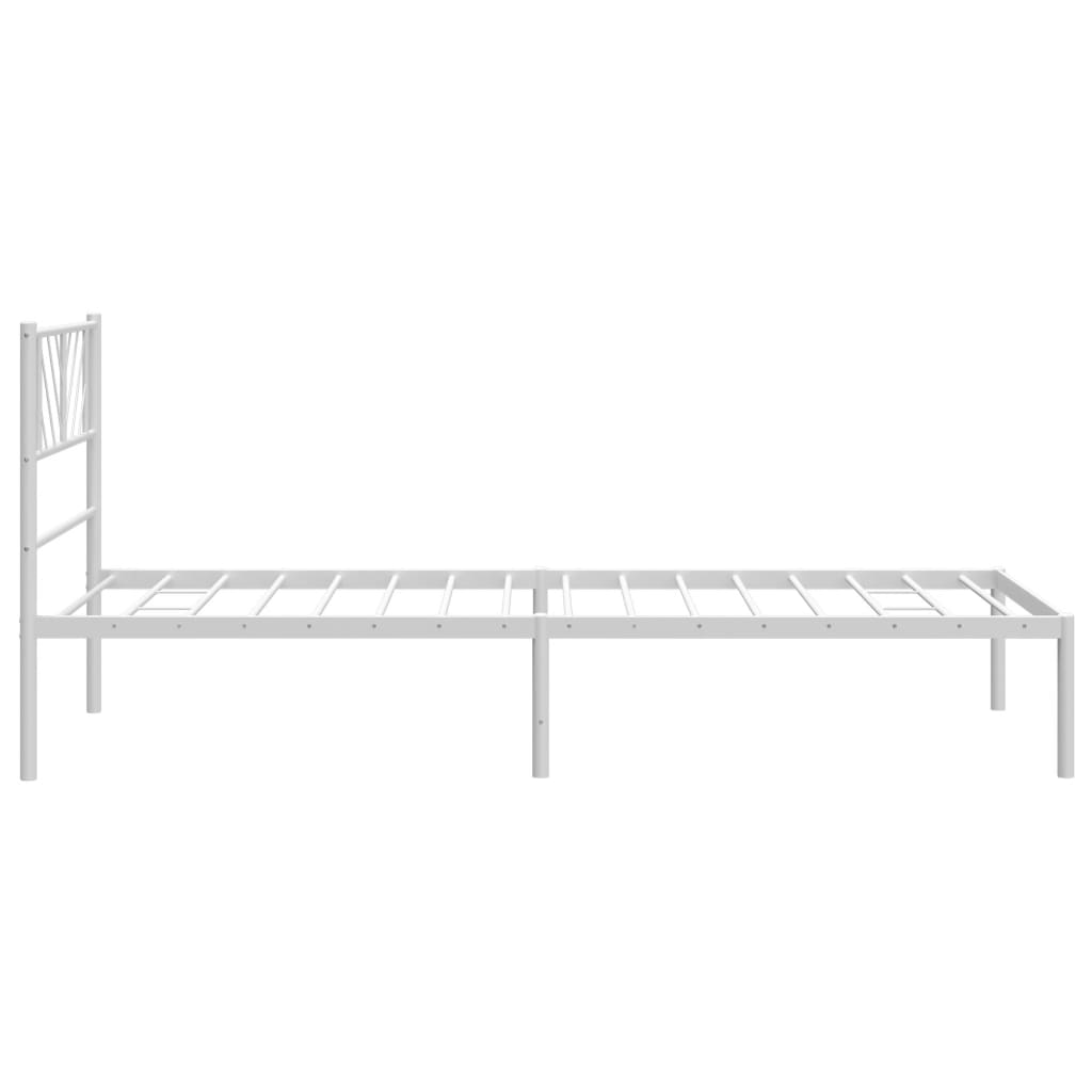 Sengeramme i metall med hodegavl hvit 90x190 cm