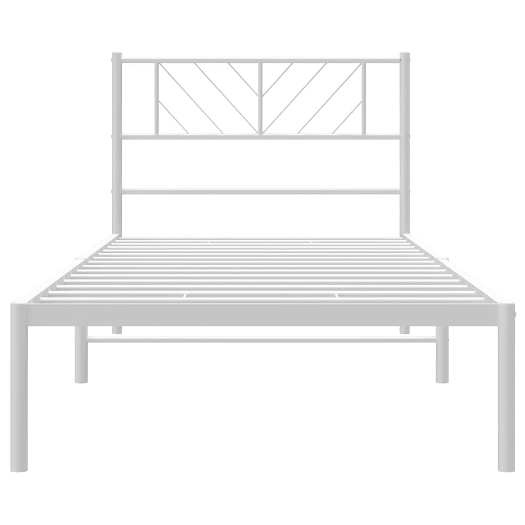 Sengeramme i metall med hodegavl hvit 100x190 cm