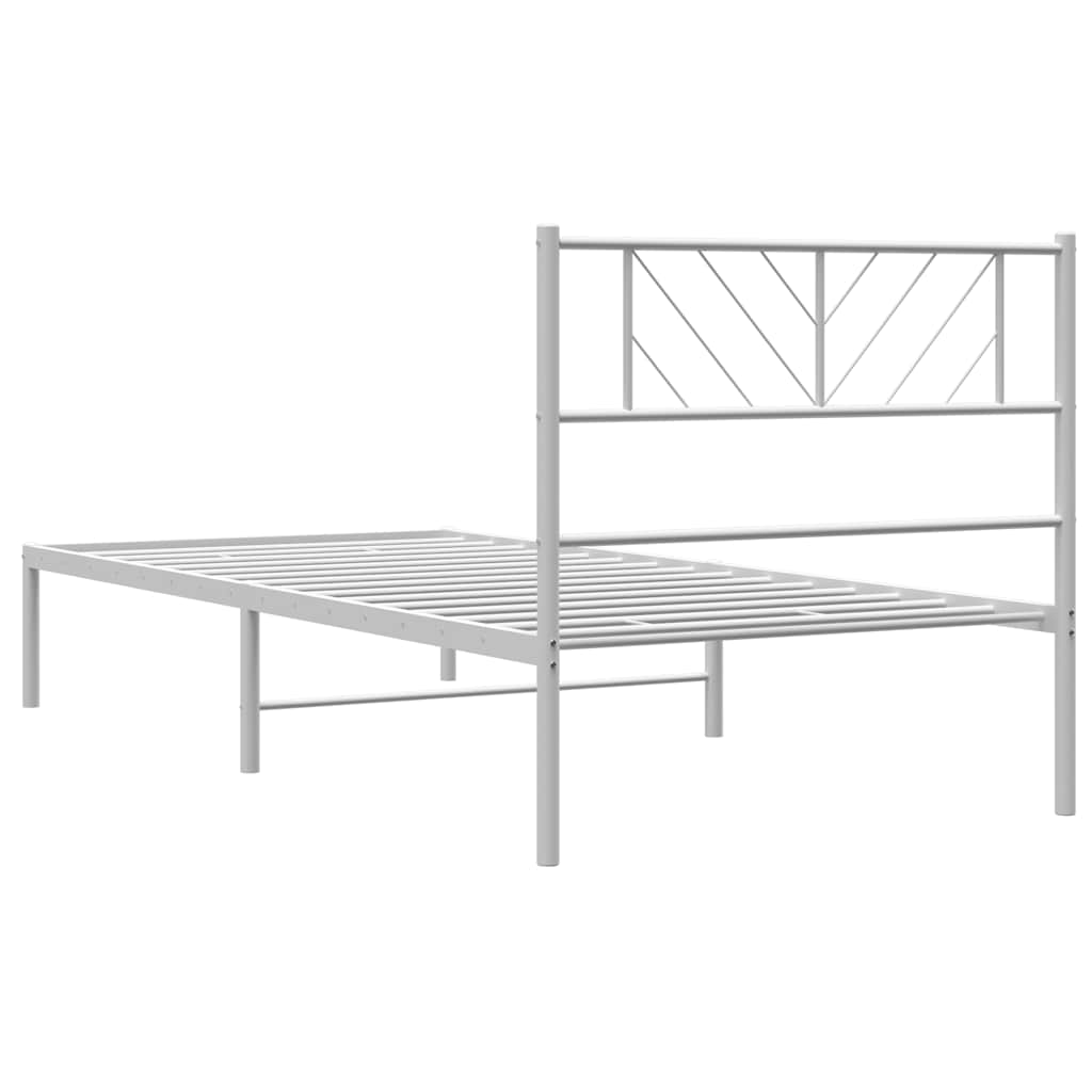 Sengeramme i metall med hodegavl hvit 100x190 cm
