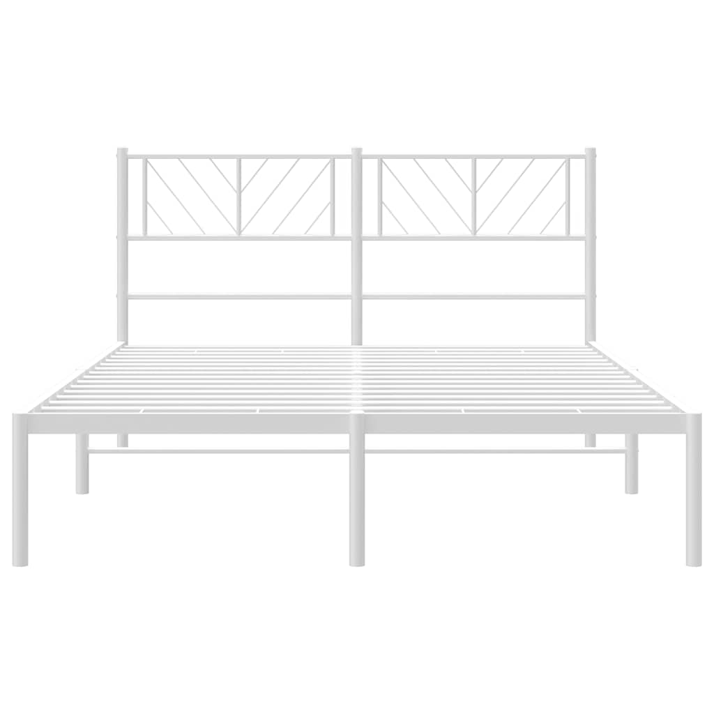 Sengeramme i metall med sengegavl hvit 150x200 cm
