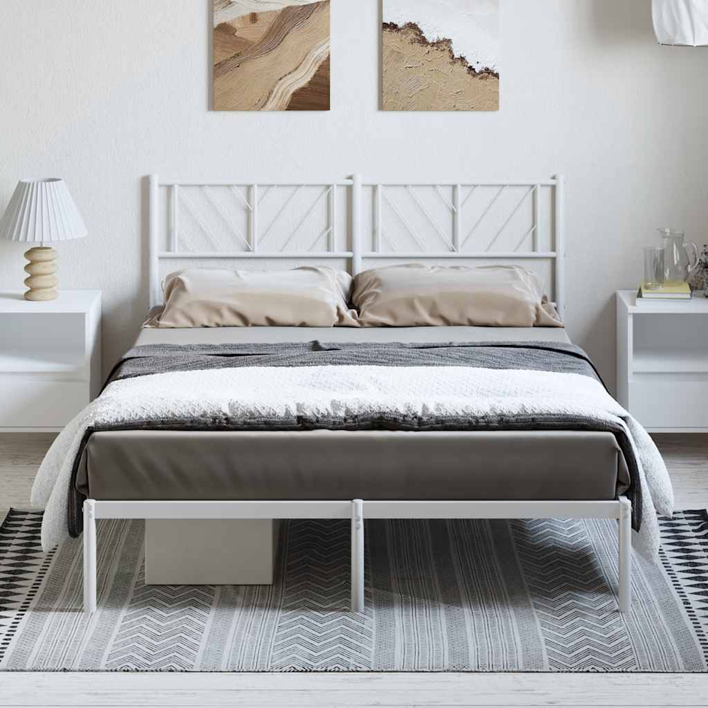 Sengeramme i metall med sengegavl hvit 150x200 cm