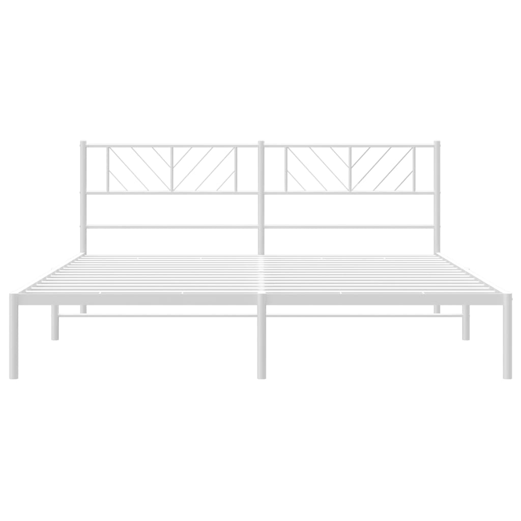 Sengeramme i metall med hodegavl hvit 183x213 cm