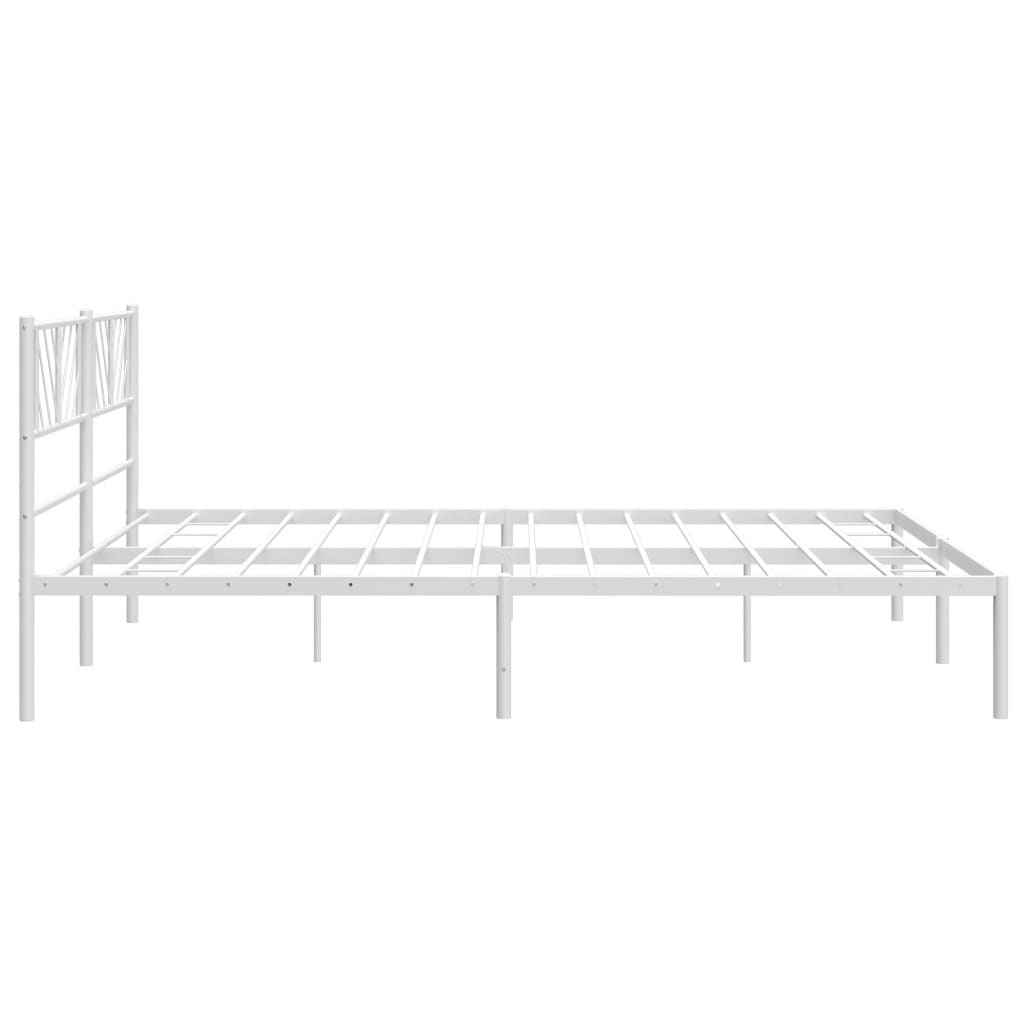 Sengeramme i metall med hodegavl hvit 183x213 cm