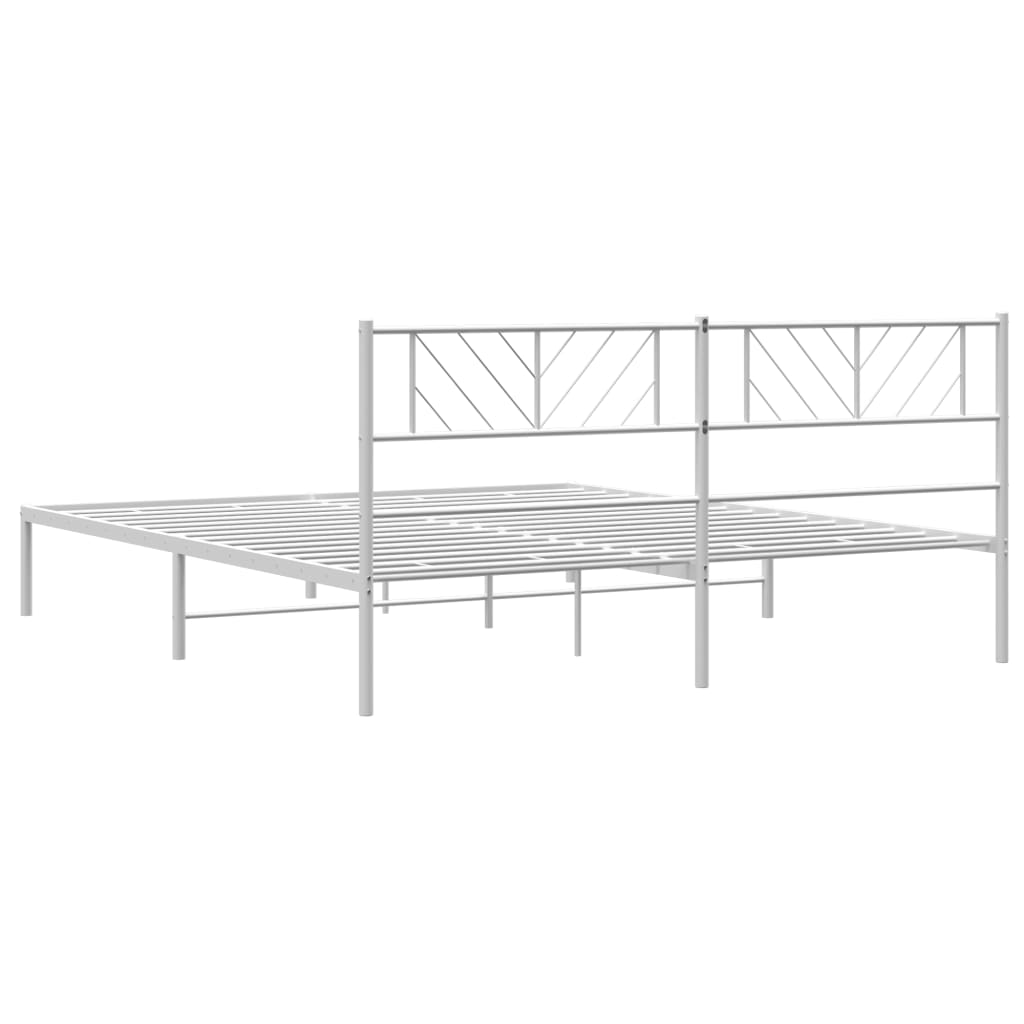 Sengeramme i metall med hodegavl hvit 183x213 cm