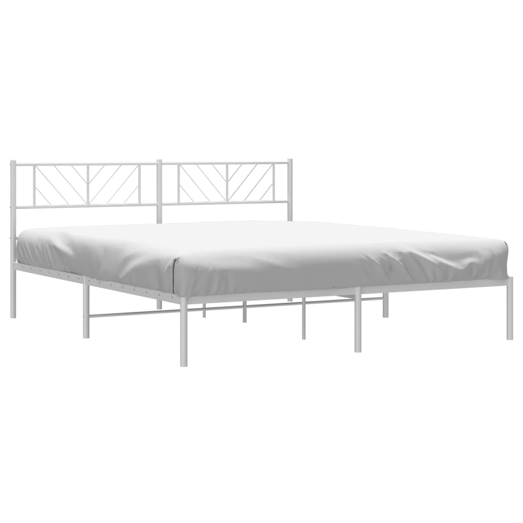 Sengeramme i metall med hodegavl hvit 193x203 cm