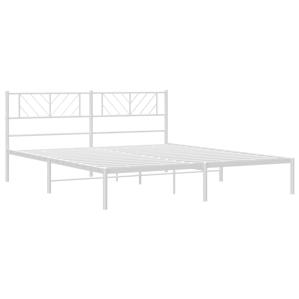 Sengeramme i metall med hodegavl hvit 193x203 cm