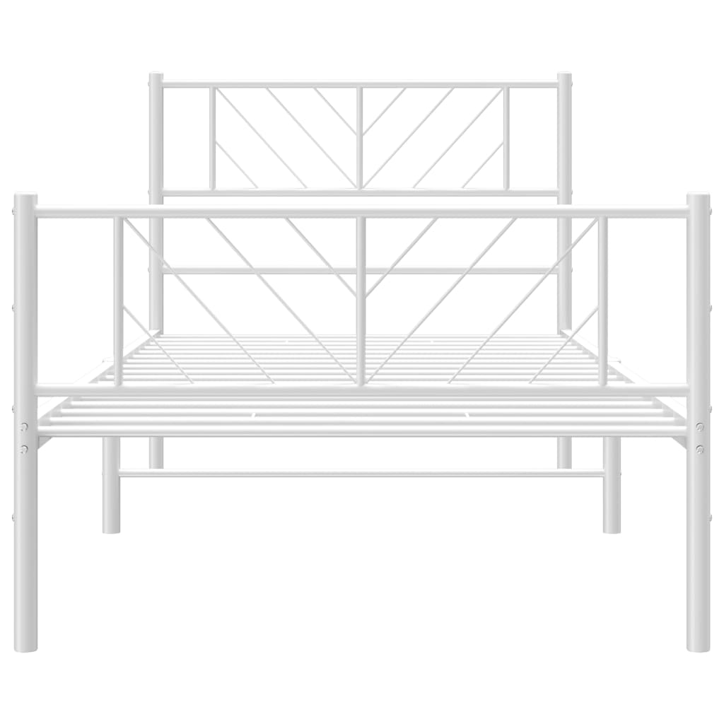Sengeramme i metall med hode- og fotgavl hvit 80x200 cm