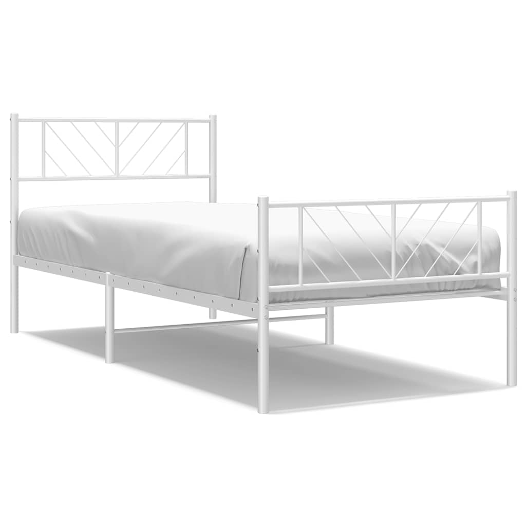 Sengeramme i metall med hode- og fotgavl hvit 100x200 cm