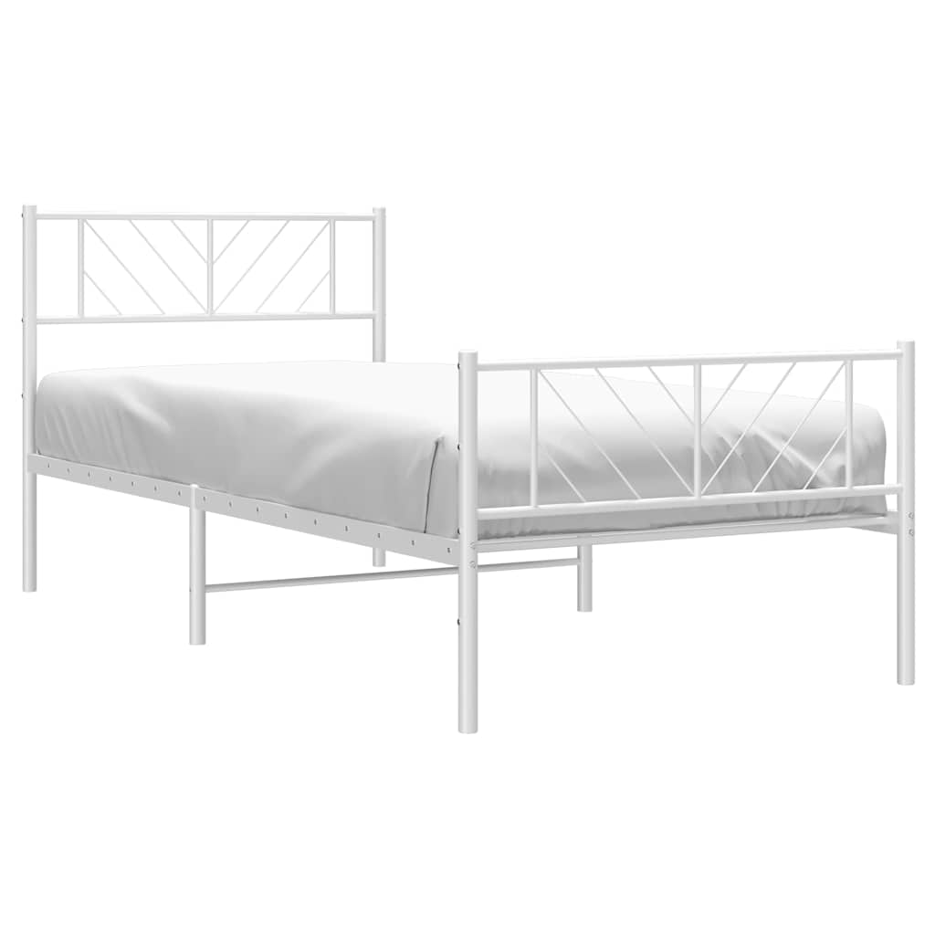 Sengeramme i metall med hode- og fotgavl hvit 100x200 cm