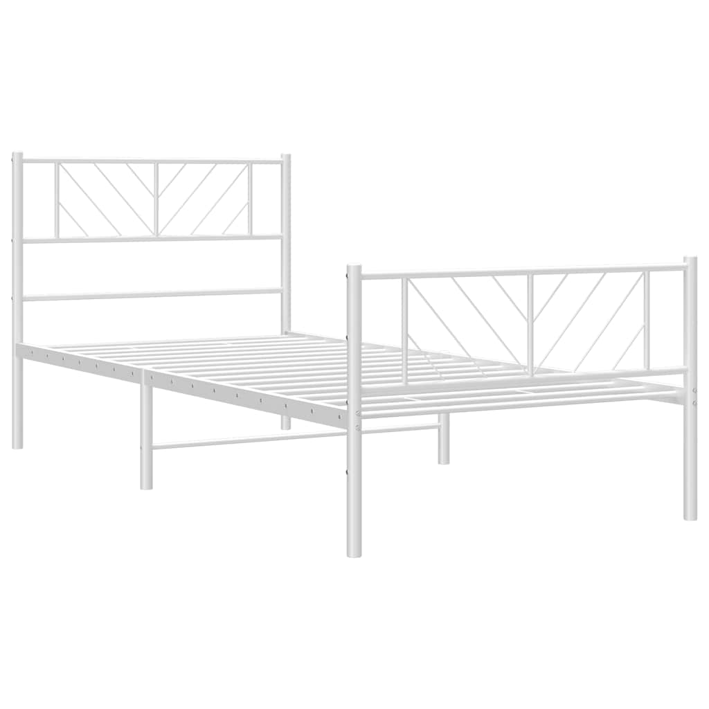 Sengeramme i metall med hode- og fotgavl hvit 100x200 cm