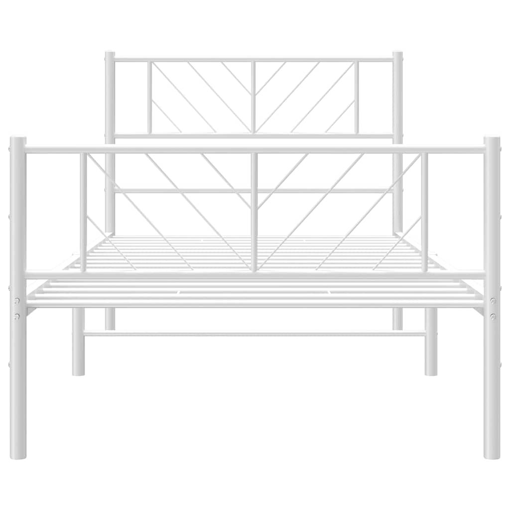 Sengeramme i metall med hode- og fotgavl hvit 100x200 cm