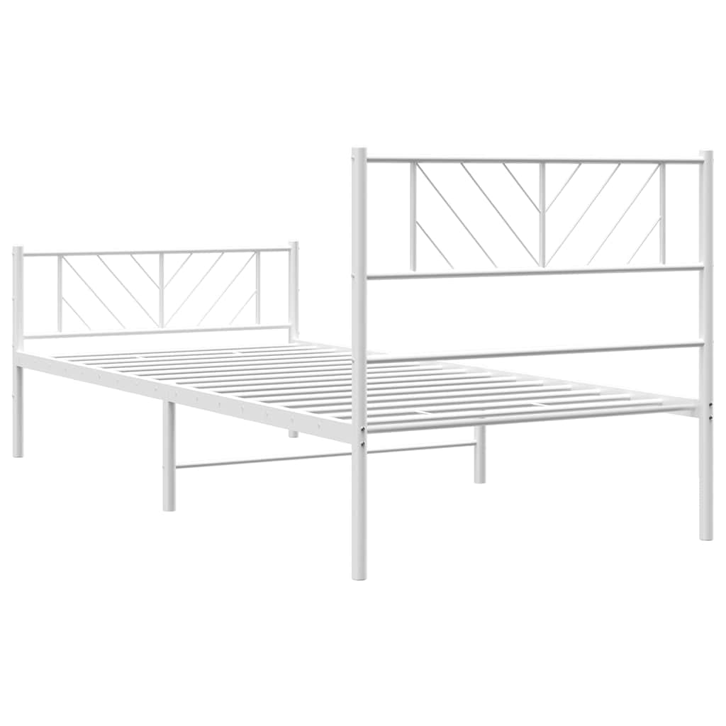 Sengeramme i metall med hode- og fotgavl hvit 100x200 cm