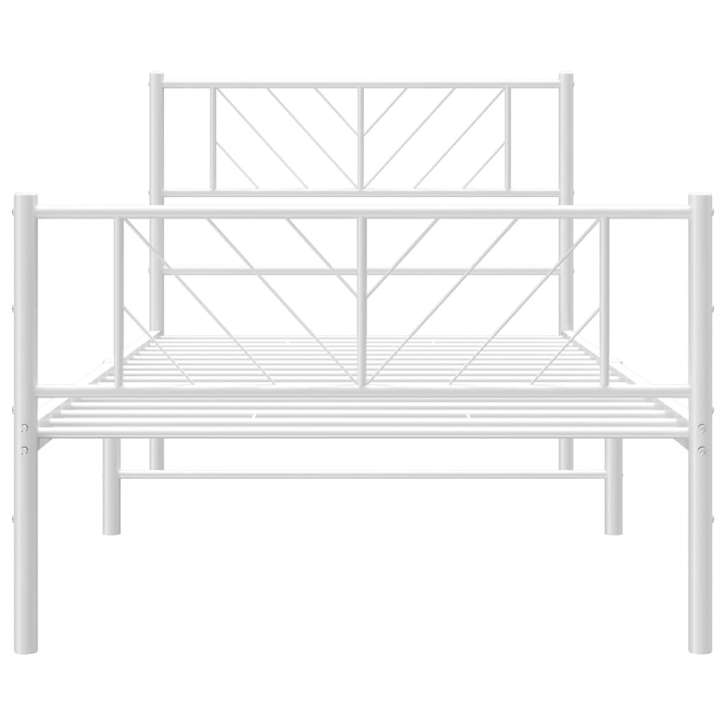 Sengeramme i metall med hode- og fotgavl hvit 107x203 cm