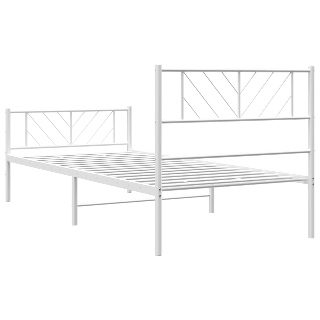 Sengeramme i metall med hode- og fotgavl hvit 107x203 cm