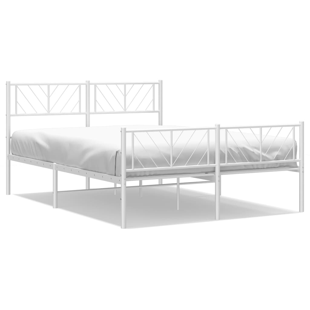 Sengeramme i metall med hode- og fotgavl hvit 120x200 cm