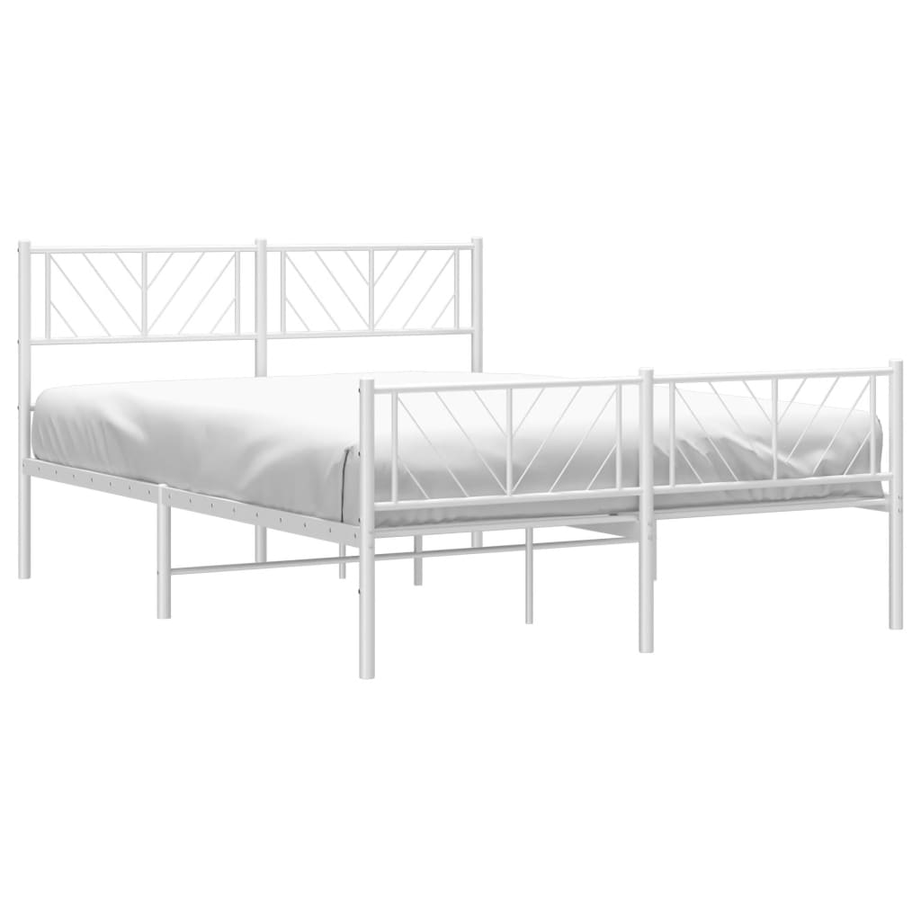 Sengeramme i metall med hode- og fotgavl hvit 120x200 cm