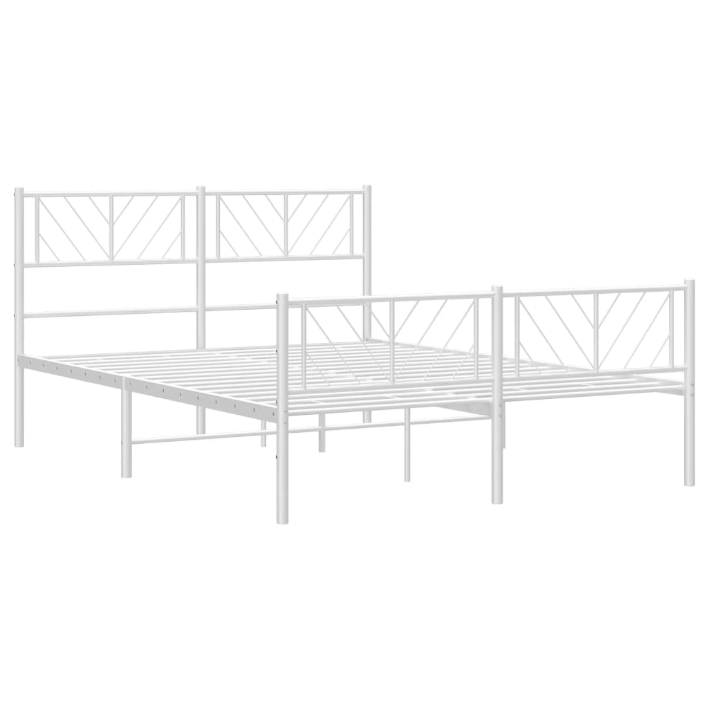 Sengeramme i metall med hode- og fotgavl hvit 120x200 cm
