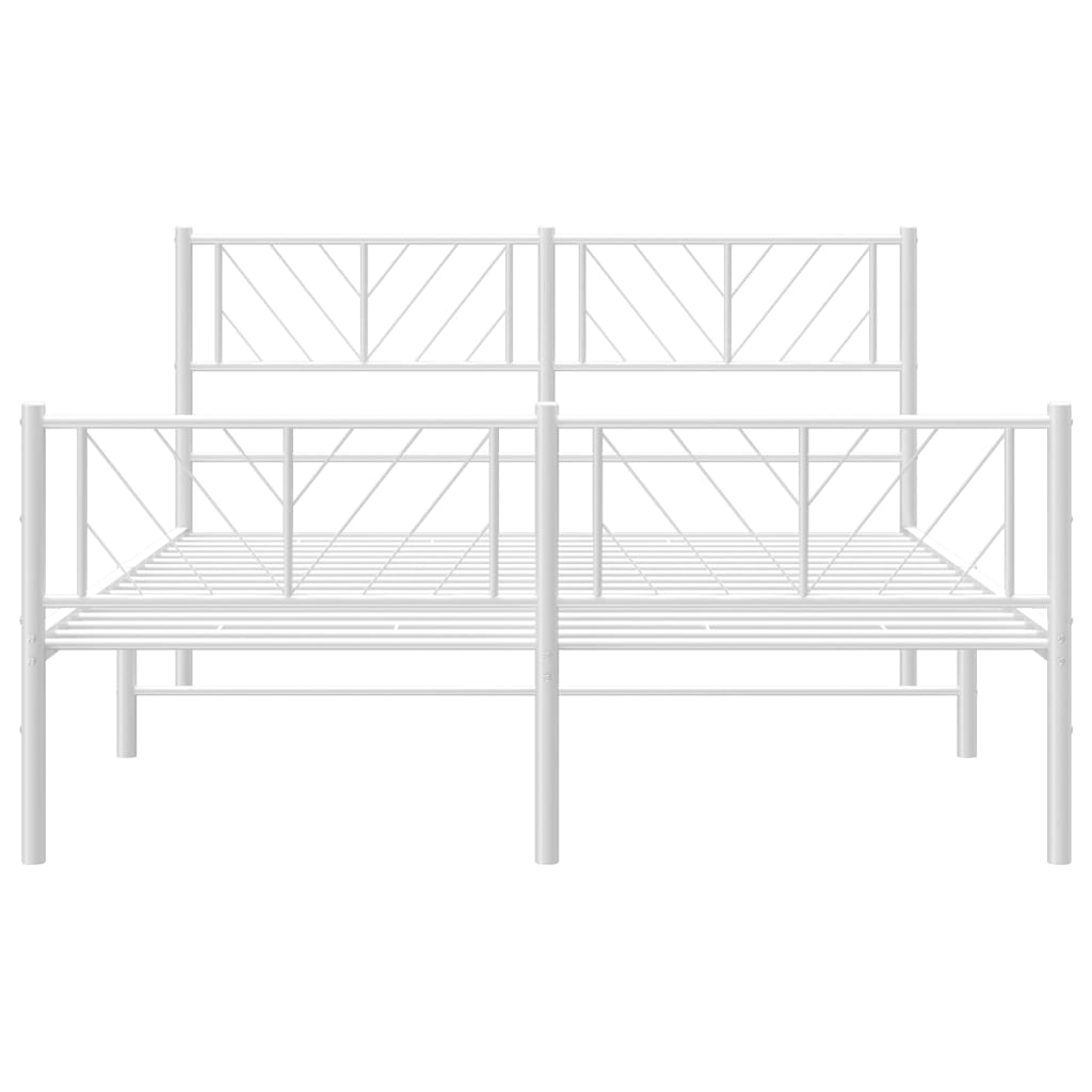 Sengeramme i metall med hode- og fotgavl hvit 120x200 cm