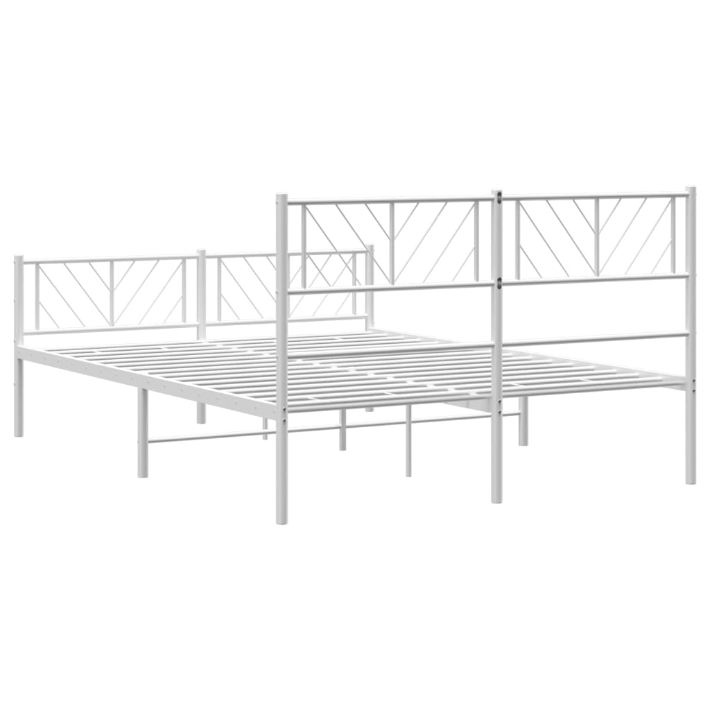 Sengeramme i metall med hode- og fotgavl hvit 120x200 cm