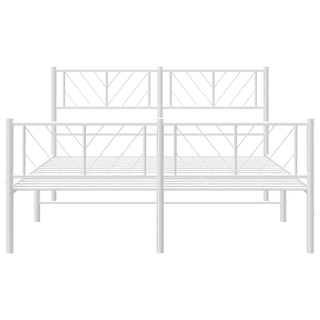 Sengeramme i metall med hode- og fotgavl hvit 135x190 cm