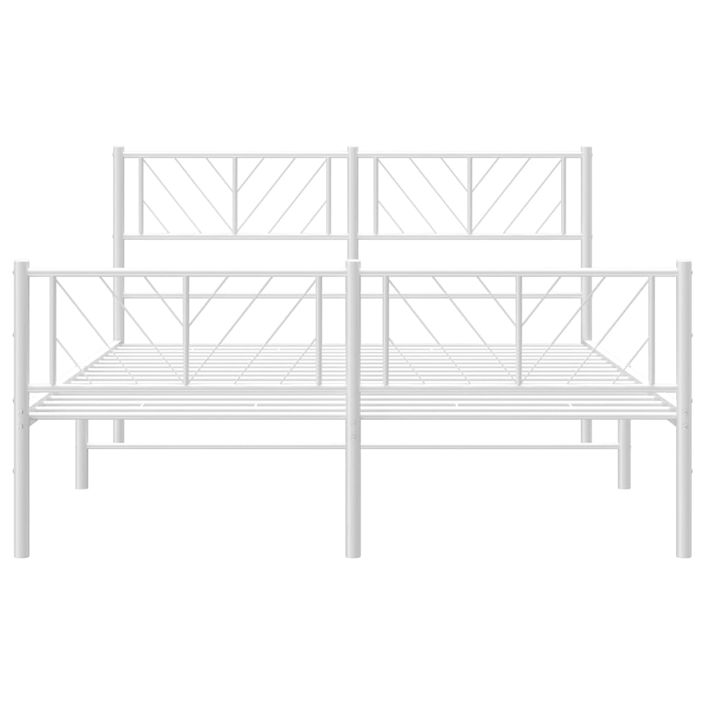 Sengeramme i metall med hode- og fotgavl hvit 150x200 cm