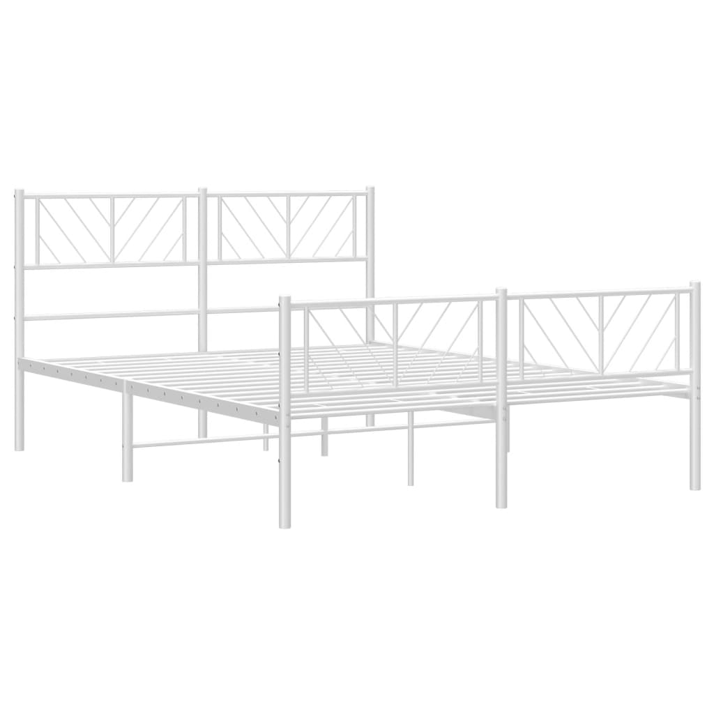 Sengeramme i metall med hode- og fotgavl hvit 160x200 cm