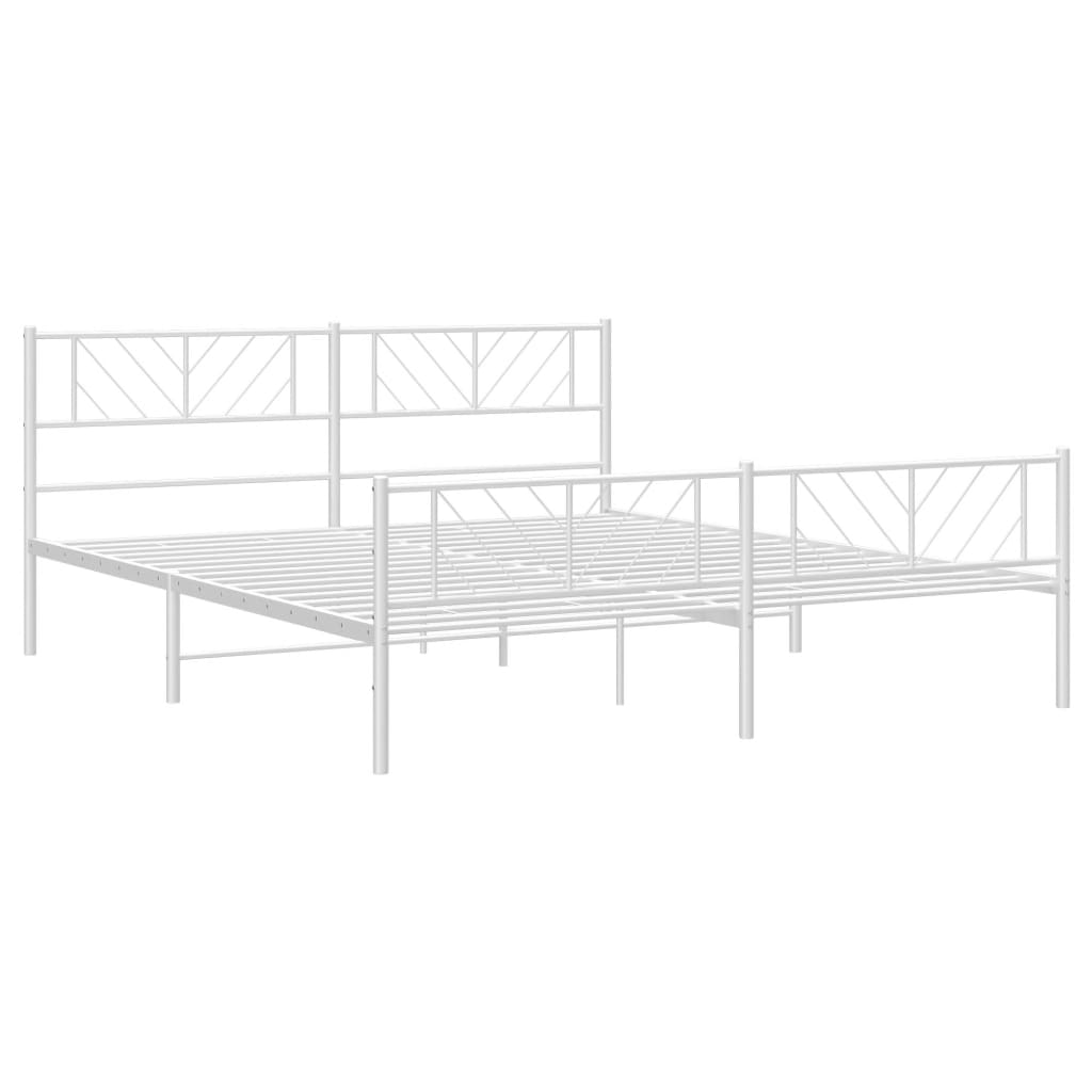 Sengeramme i metall med hode- og fotgavl hvit 183x213 cm