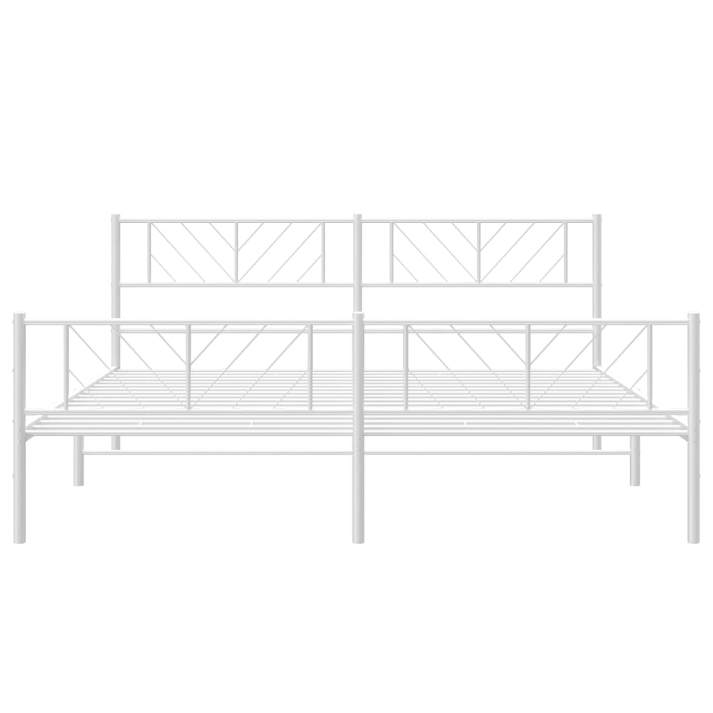 Sengeramme i metall med hode- og fotgavl hvit 183x213 cm