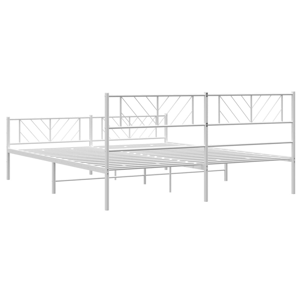 Sengeramme i metall med hode- og fotgavl hvit 183x213 cm