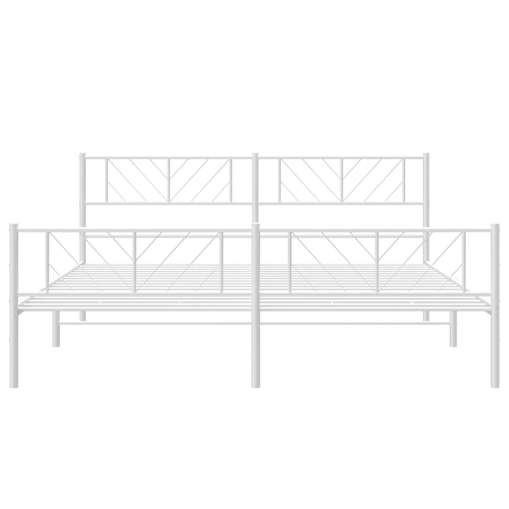 Sengeramme i metall med hode- og fotgavl hvit 193x203 cm