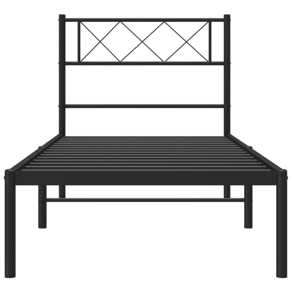 Sengeramme i metall med hodegavl svart 75x190 cm