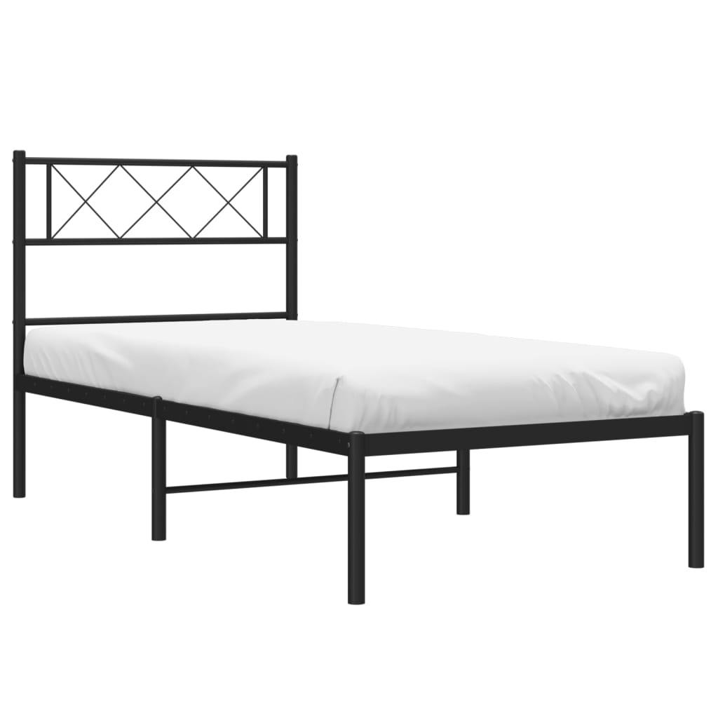 Sengeramme i metall med hodegavl svart 107x203 cm