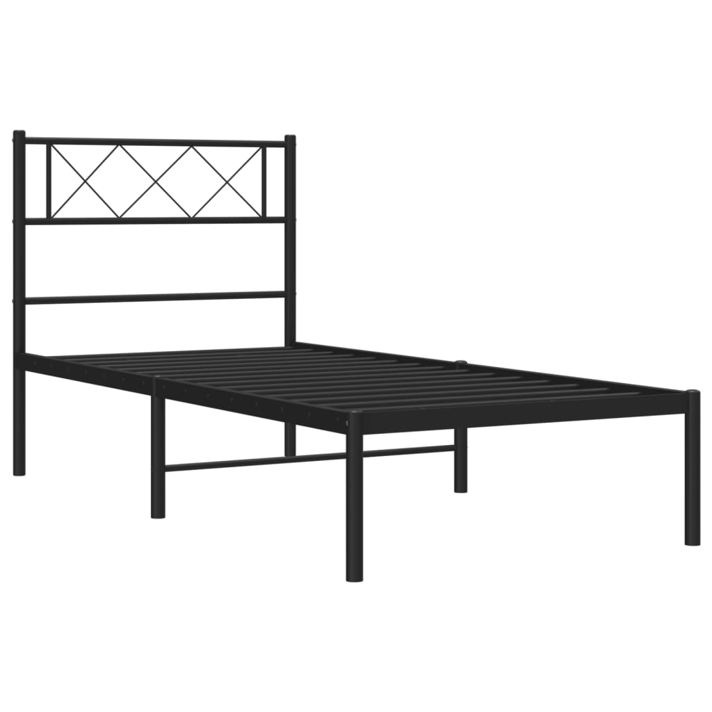 Sengeramme i metall med hodegavl svart 107x203 cm