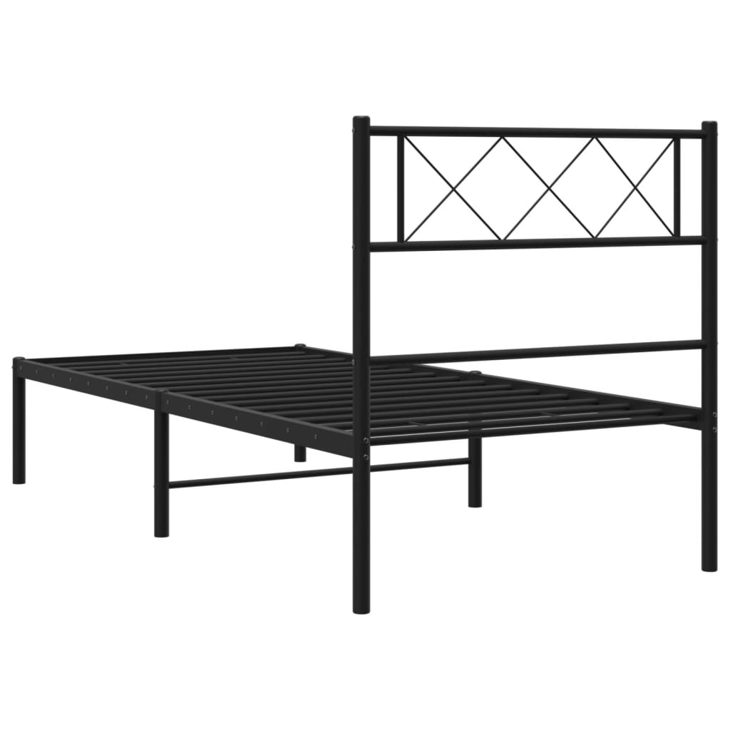 Sengeramme i metall med hodegavl svart 107x203 cm