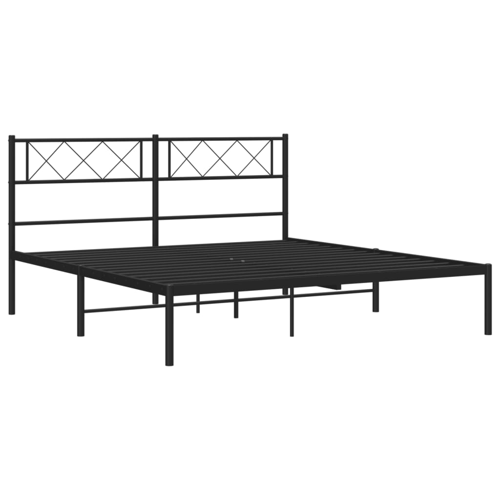 Sengeramme i metall med hodegavl svart 120x190 cm