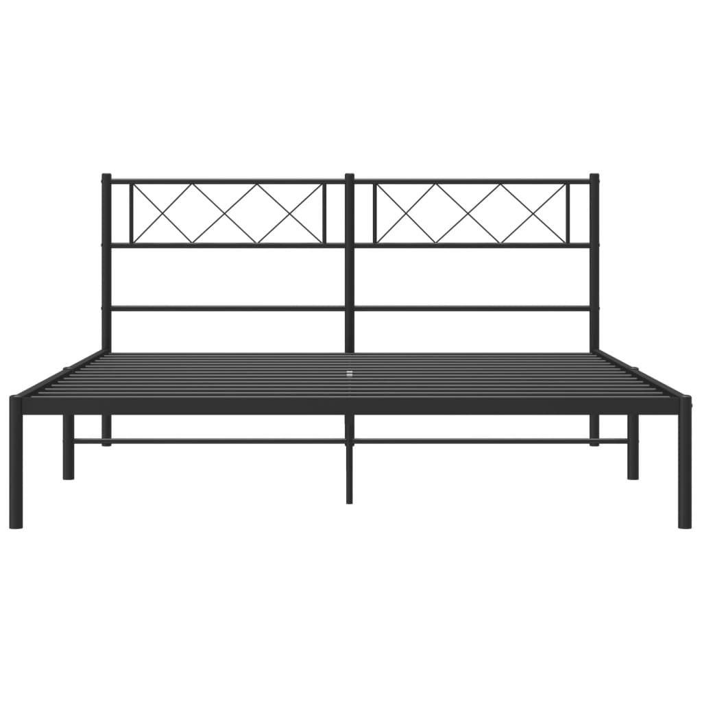 Sengeramme i metall med sengegavl svart 140x200 cm