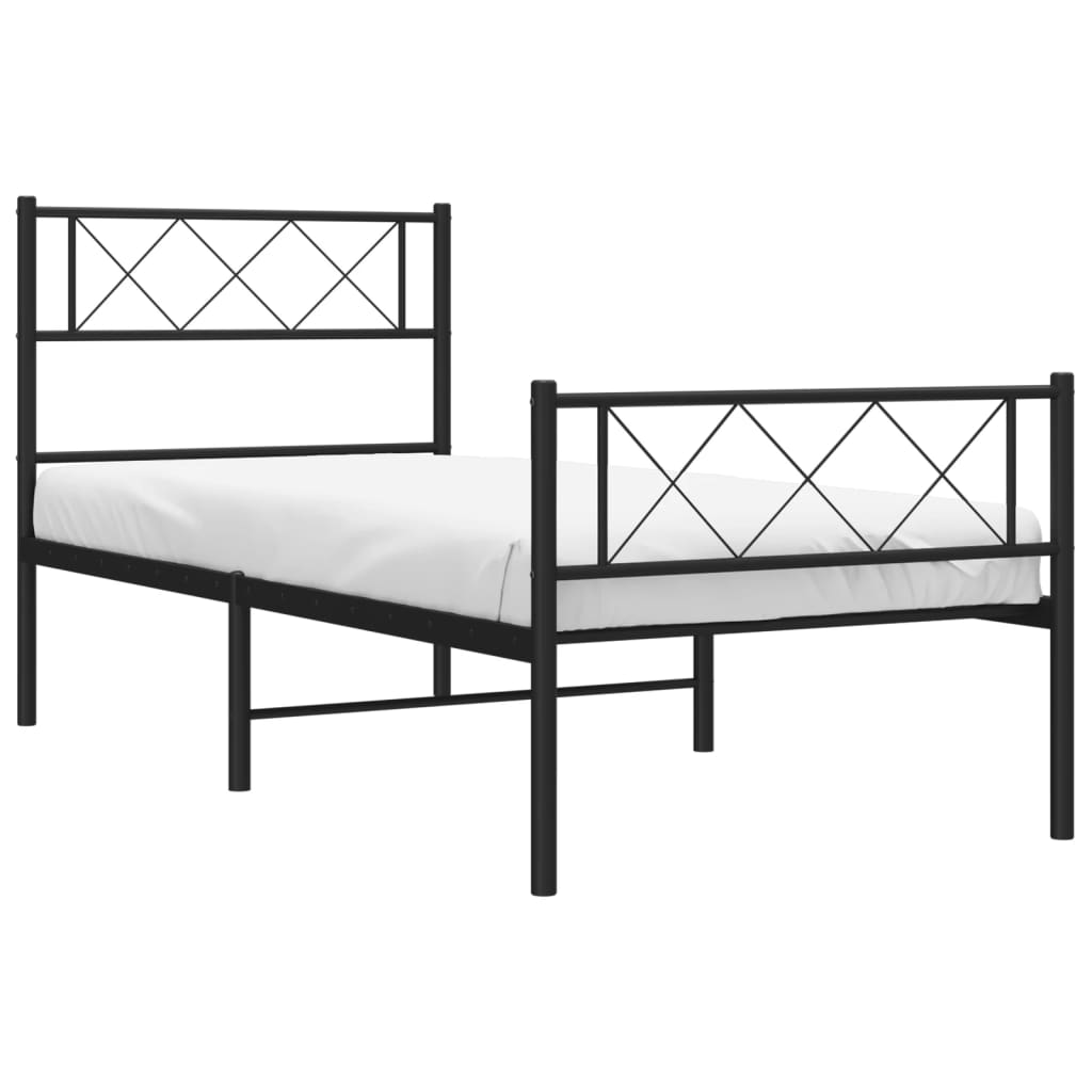 Sengeramme i metall med hode- og fotgavl svart 107x203 cm
