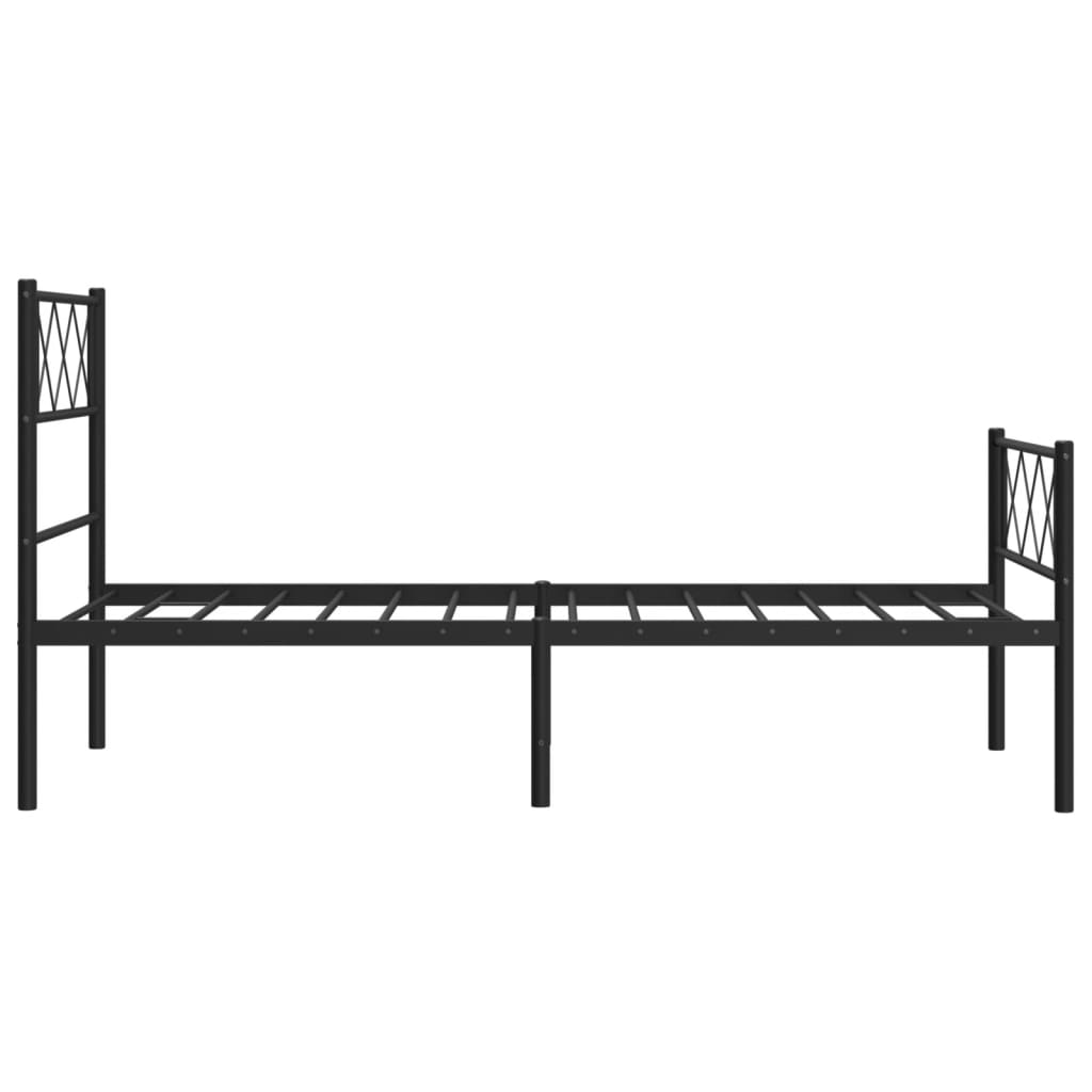 Sengeramme i metall med hode- og fotgavl svart 107x203 cm