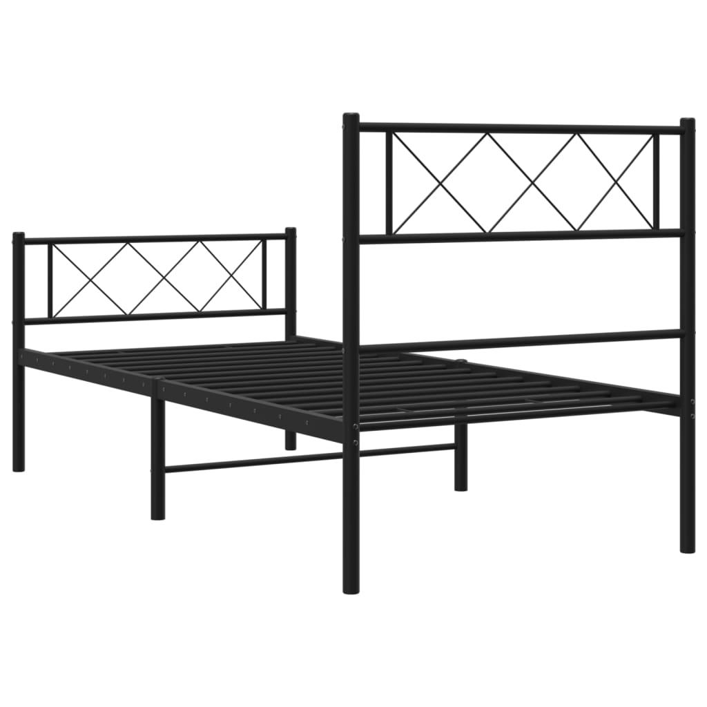 Sengeramme i metall med hode- og fotgavl svart 107x203 cm