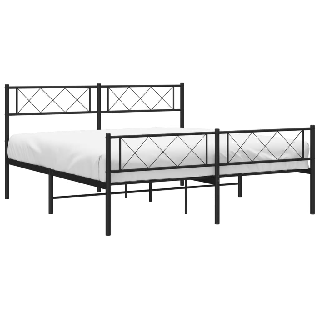 Sengeramme i metall uten madrass med fotgavl svart 160x200 cm