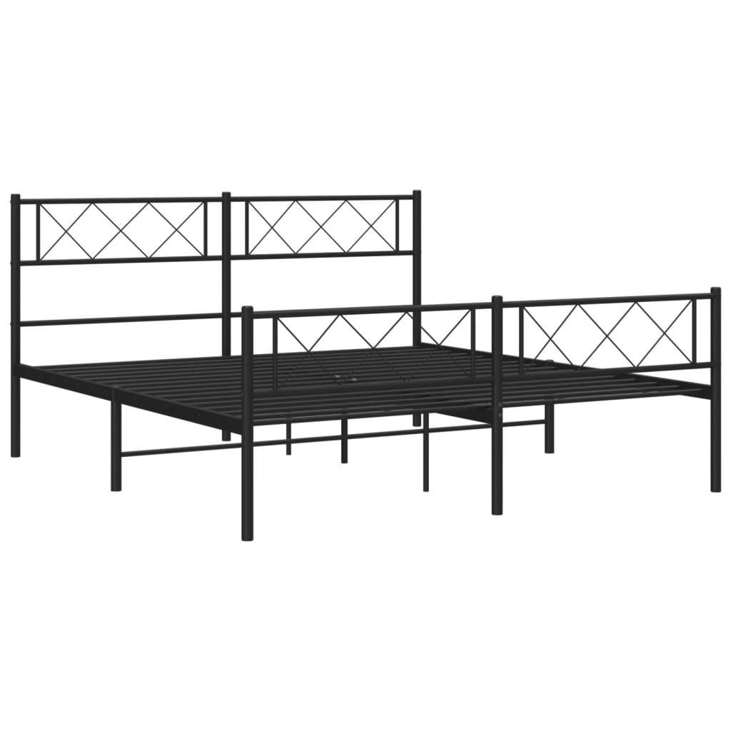 Sengeramme i metall uten madrass med fotgavl svart 160x200 cm