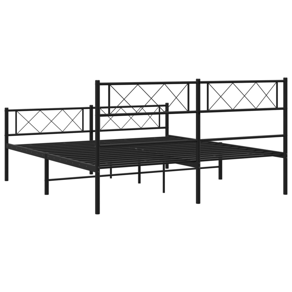 Sengeramme i metall uten madrass med fotgavl svart 160x200 cm
