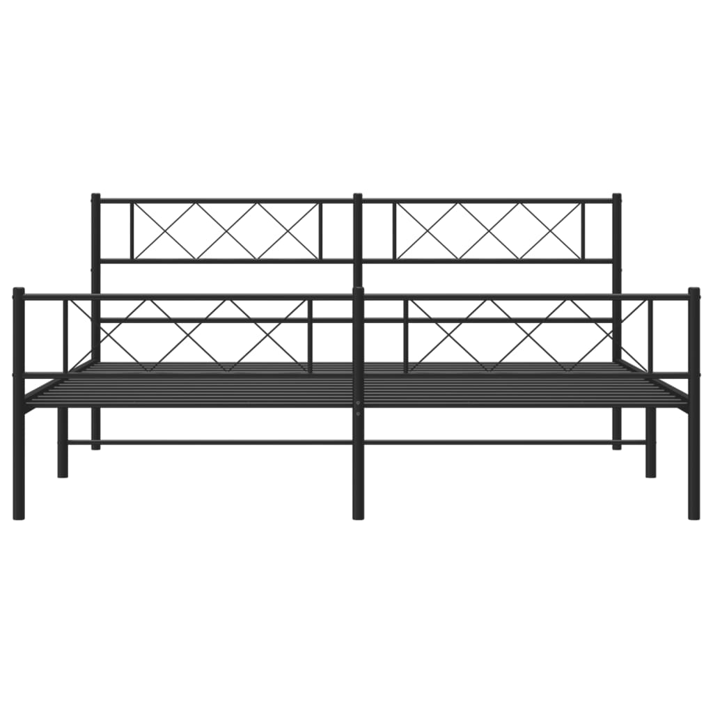 Sengeramme i metall med hode- og fotgavl svart 193x203 cm