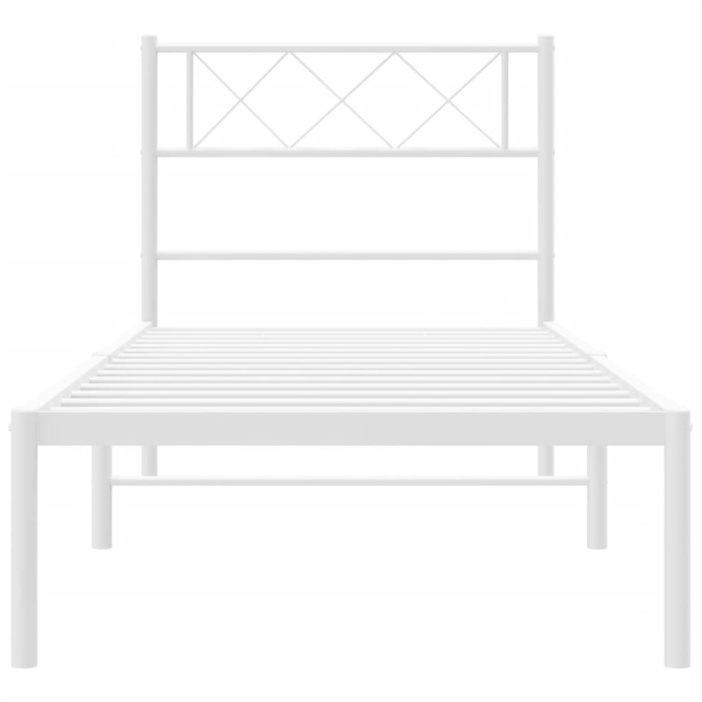 Sengeramme i metall uten madrass med hodegavl hvit 75x190 cm