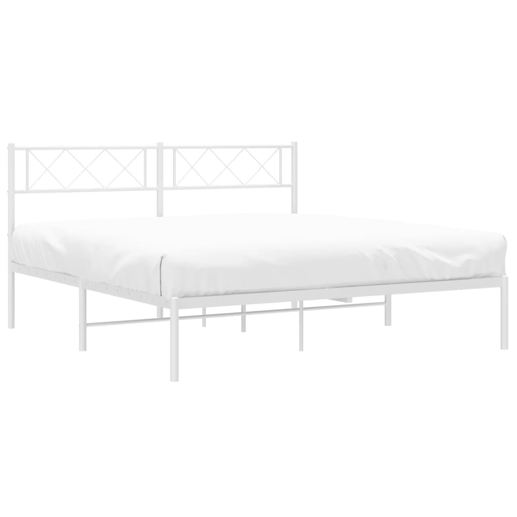 Sengeramme i metall med hodegavl hvit 140x190 cm