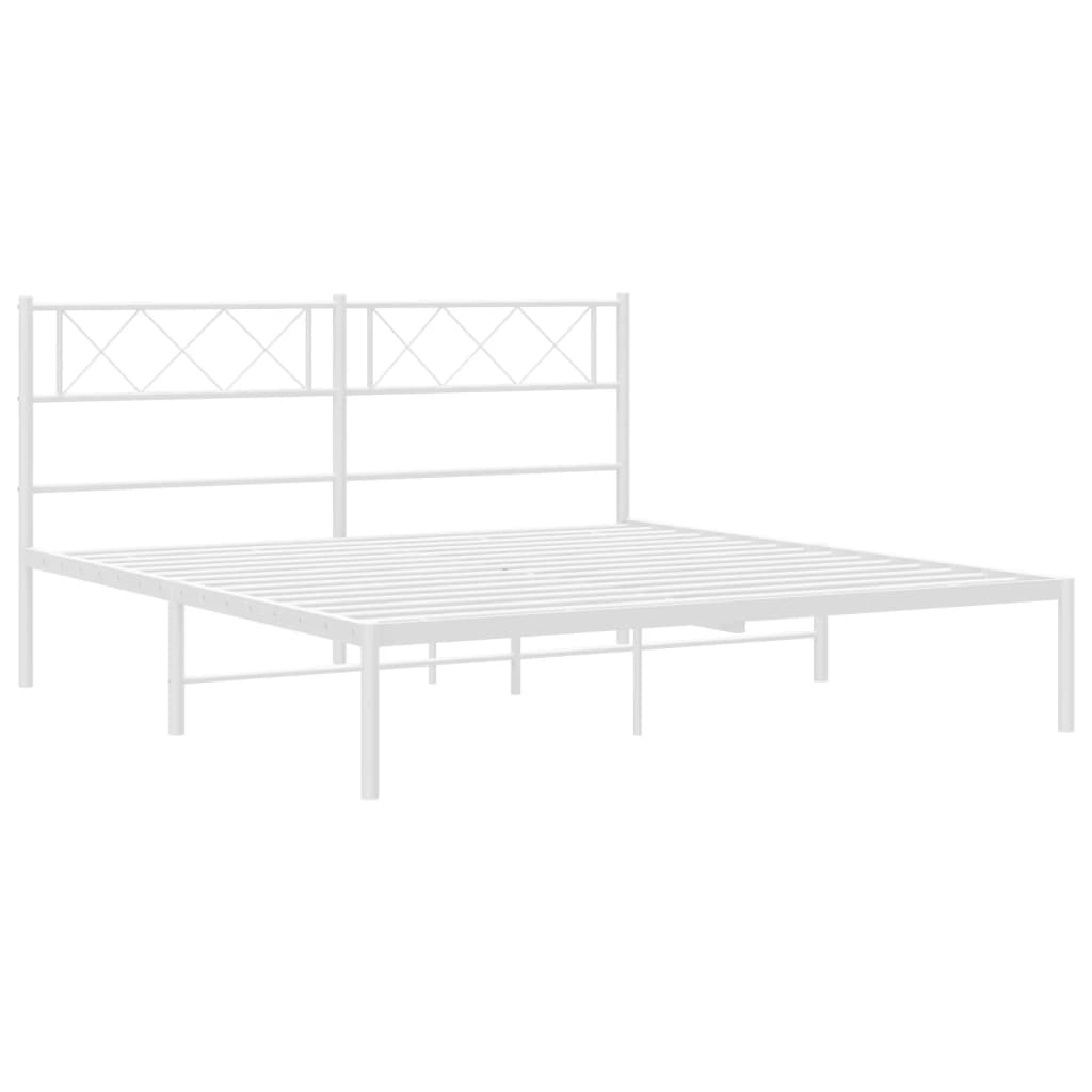 Sengeramme i metall med hodegavl hvit 140x190 cm