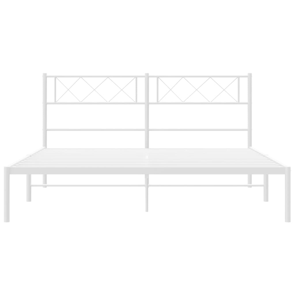 Sengeramme i metall med hodegavl hvit 140x190 cm