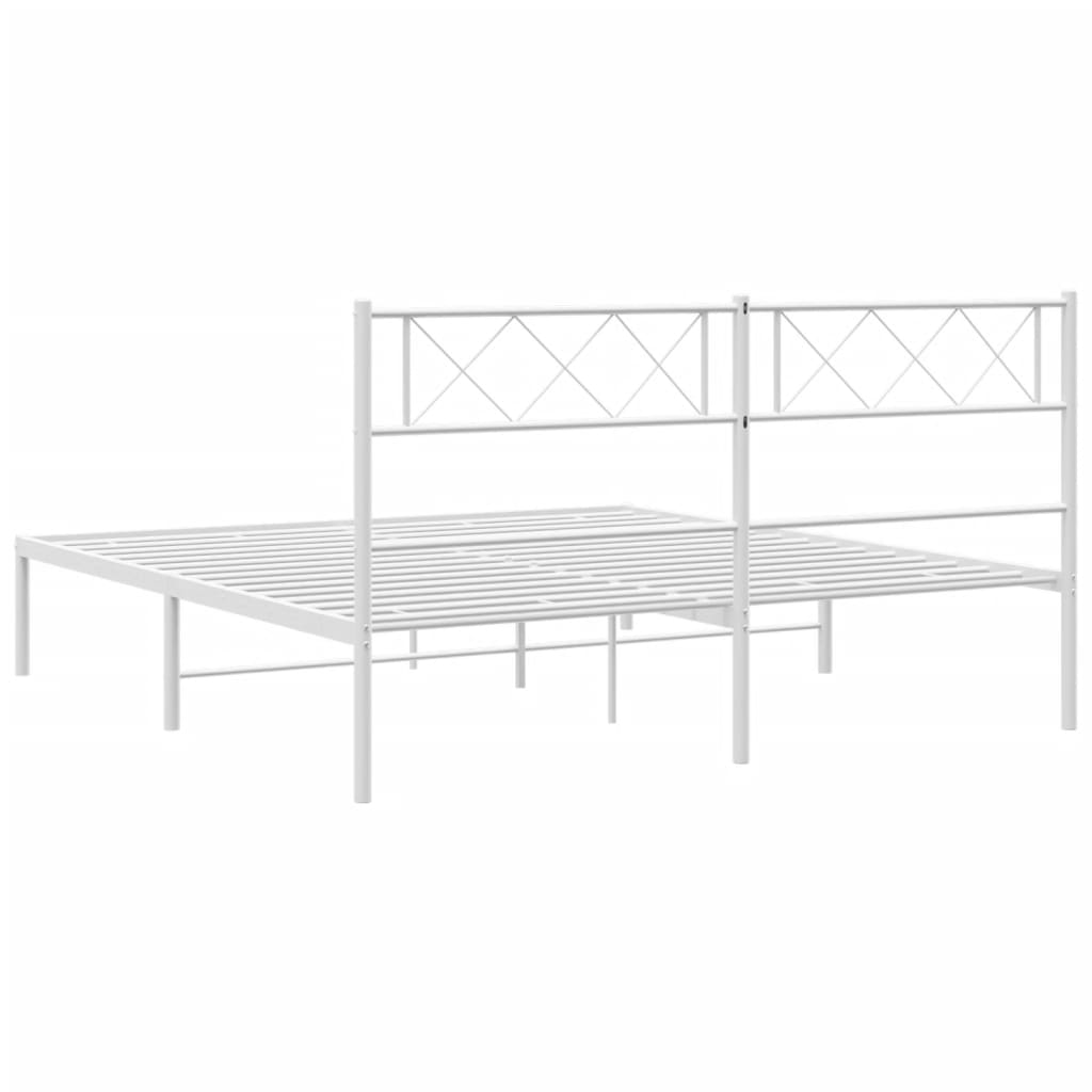 Sengeramme i metall med hodegavl hvit 140x190 cm