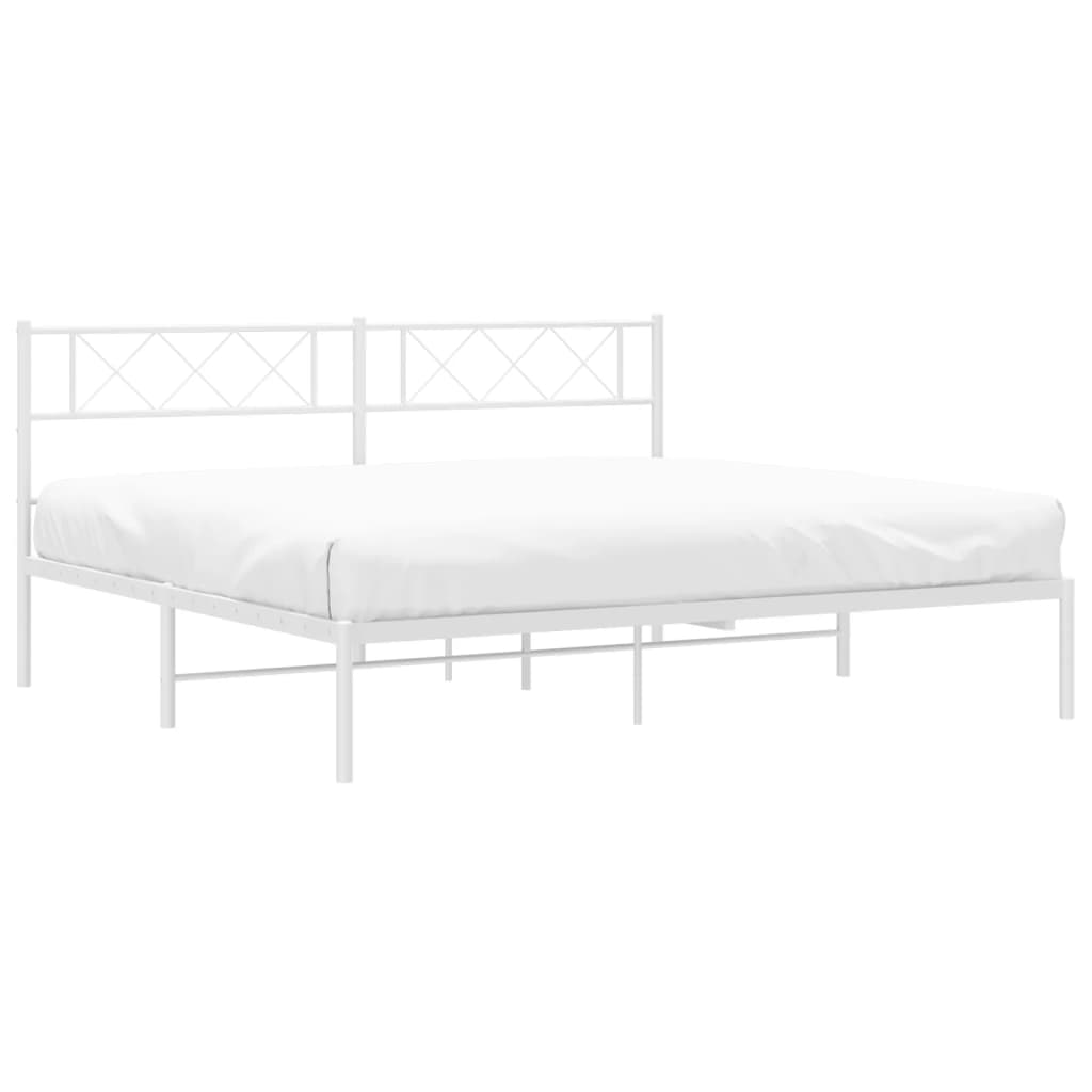 Sengeramme i metall med hodegavl hvit 183x213 cm